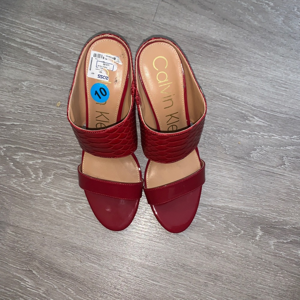 Red heeled sandals